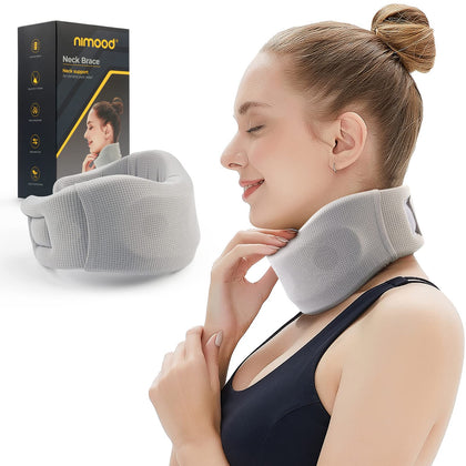 Neck Brace Cervical Collar - Neck Pain Relief and Neck Support Brace for Sleeping Soft Foam Wraps Keep Vertebrae Stable and Aligned for Relief of Cervical Spine Pressure for Women & Men (Gray-L Size)