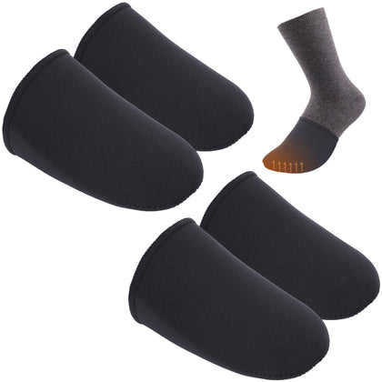 2 Pairs 3mm Neoprene Toe Warmers- M Size Toe Covers Toe Warmer Booties- Thermal Foot Toe Caps Socks for Cycling, Hiking, Running, Winter Outdoor Sports (Worn Inside Shoes)