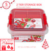 Simplify 5 Compartment Gift Supply Storage Box | 2 Tier Box | Red | Clear Top Lid | Dimensions: 9.5