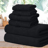 Belizzi Home Ultra Soft 6 Pack Cotton Towel Set, Contains 2 Bath Towels 28x55 inch, 2 Hand Towels 16x24 inch & 2 Wash Coths 12x12 inch, Ideal for Everyday use, Compact & Lightweight - Black