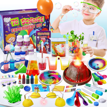 UNGLINGA 70 Lab Experiments Science Kits for Kids Age 4-6-8-12 Educational Scientific Toys Gifts for Girls Boys, Chemistry Set, Crystal Growing, Erupting Volcano, Fruit Circuits STEM Activities