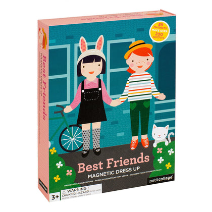 Petit Collage Magnetic Dress Up Best Friends - Magnetic Game Board with Mix and Match Magnetic Pieces, Ideal for Ages 3+ - Includes 2 Scenes and 49 Creative Magnetic Pieces