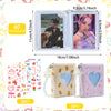 CCINEE 2Pcs Kpop Photocard Holder Book, Mini Kpop Photo Album with Crystal Pendant and Cute Stickers Love Heart Hollow Kpop Photocard Binder Id Holder 40 Pockets Collect Book Kpop (Bear & Cat)