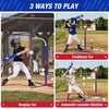 HYES 3 in 1 T Ball Set for Kids 3-5, Kids Baseball with Hanging Tee/Standing Tee/Automatic Launcher/6 Softballs, Adjustable Height Toddler Baseball Sets Indoor Outdoor Sport Gifts Toys for Boys, Blue