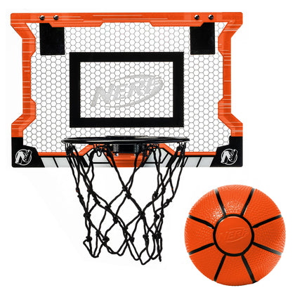 NERF Pro Hoop Basketball Set - Pro Hoop Mini Hoop Set with Mini NERF Basketball - Steel Rim Great for Dunking - Over The Door Basketball Hoops