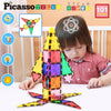 PicassoTiles 101pcs Magnetic Building Block Toy + Case Set Magnet Tile Construction Blocks for Ages 3 and Up Educational Kit Child Brain Development Learning Playset in Portable Travel Carry Bin