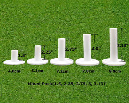 FINGER TEN Golf Rubber Tees Driving Range Value 5 Pack, Mixed Size or 5 Same Size for Practice Mat (White 5 Pack(1.5,2.25,2.75,3,3.13))