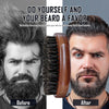 BFWood Boar Bristle Beard Brush - Black Wood Walnut Military Style, Beard Comb for Men