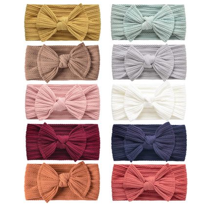 LaPettieCo Handmade Baby Headbands Stretchy Nylon Headband with Bows for Infant Baby Toddler Girls- Pack of 10, Colorful, 5 x 5 x 0.7 inches