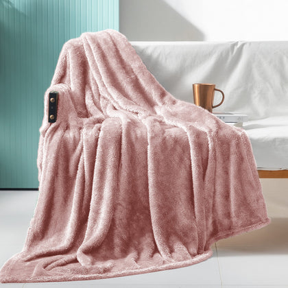 Exclusivo Mezcla Plush Extra Large Fleece Throw Blanket for Couch,Bed and Sofa (50x70 inches, Dusty Pink) Soft, Warm, Lightweight