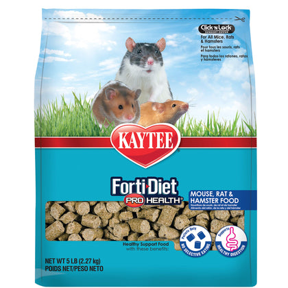 Kaytee Forti-Diet Pro Health Pet Mouse, Rat, and Hamster Food, 5 Pound