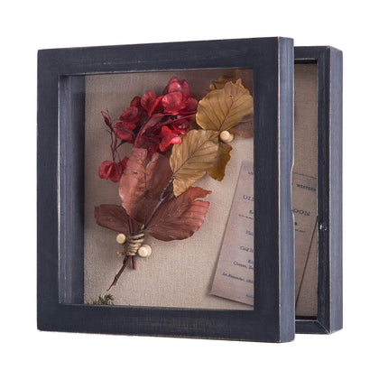 Freezing point Shadow Box Frame 8x8 Shadow Box Display Case Cabinet Pin Picture Frame with Linen Back Memorabilia Bouquet Photos Butterfly Taxidermy Wedding Memory Box for Keepsakes Black
