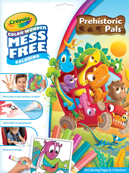 Crayola Color Wonder Prehistoric Pals, Dinosaur Coloring Pages, Mess Free Coloring for Toddlers, Dinosaur Toys, Gift for Kids, Ages 3+