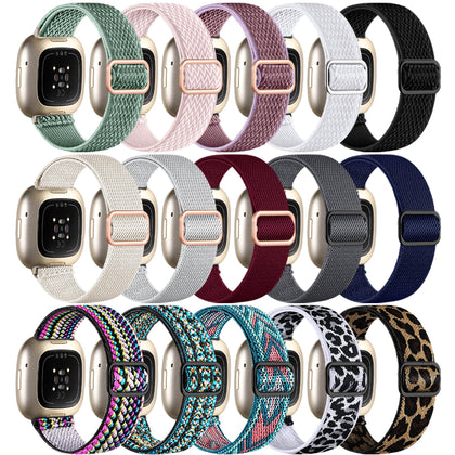 Adorve Compatible with Fitbit Sense Bands/Sense 2/Versa 3/Versa 4 Bands for Women Men, Adjustable Breathable Elastic Nylon Solo Loop Replacement Straps for Fitbit Versa 4/Versa 3/Sense 2/Sense Watch