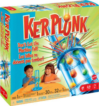 Mattel Games Kerplunk Kids Game, Family Game for Kids & Adults with Simple Rules, Don'T Let the Marbles Fall for 2-4 Players