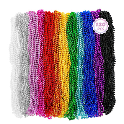 Huskein Bead Necklace, 120PCS Mardi Gras Beads, 33