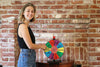 Whirl of Fun 12 Inch Prize Wheel-Spinning Wheel for Prizes with Stand, 10 Color Slots, Heavy Duty, Erasable Whiteboard Surface, Easy Assembly, Tools and Marker Included, Made in USA