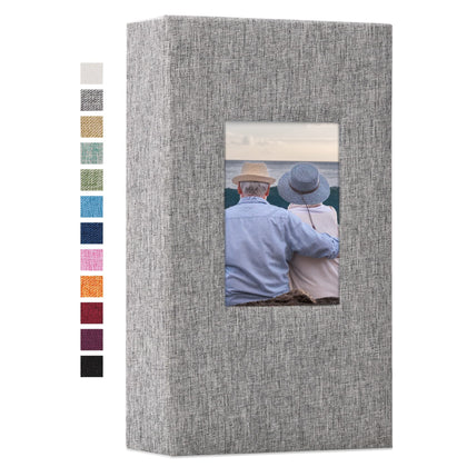Vienrose Linen Photo Album 300 Pockets for 4x6 Photos Fabric Cover Photo Books Slip-in Picture Albums Wedding Family Anniversary Baby Grey