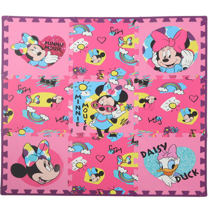 Disney Minnie Mouse Daisy Duck EVA Foam Mat, Cool Summer Interlocking EVA Foam Flooring Tiles, Pink, 36 x 36 Inches