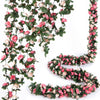 PONKING 8 Pcs 66FT Flower Garland, Artificial Rose Vine Flowers with Green Leaves Hanging for Room, Anniversary Wedding Birthday Christmas Wall Arch Decor, Spring Pink Flower