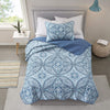 Comfort Spaces Reversible Quilt Set-Vermicelli Stitching Design All Season, Lightweight, Coverlet Bedspread Bedding, Matching Shams, Twin/Twin XL (66 in x 90 in), Gloria Damask Aqua 2 Piece
