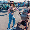 Hot Mom Baby Stroller: Baby Carriage with Adjustable Seat Height Angle and Four-Wheel Shock Absorption,Reversible?High Landscape and Fashional Pram (Grid)