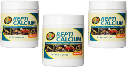 Zoo Med Reptile Calcium Without Vitamin D3 (8-Ounce / 3 Pack)
