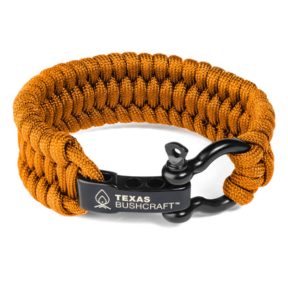 Texas Bushcraft Paracord Bracelet (Burnt Orange, L (7-8