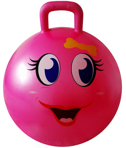 AppleRound Hippity Hoppity Hopball with Ball Pump, 18in/45cm Diameter for Age 3-6, Kangaroo Bouncer, Space Hopper Ball with Handle for Children, Printed Design (Girl)