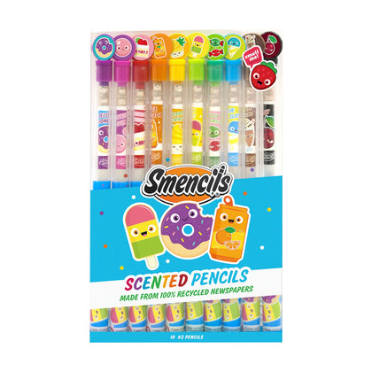 Smencils - Scented Graphite HB #2 Pencils made from Recycled Newspapers, 10 Count, Gifts for Kids, School Supplies