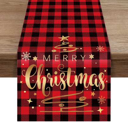 ZHEN TING Buffalo Plaid Christmas Table Runner,Merry Christmas Winter Holiday Theme Table Decoration,Suitable for Indoor Home Party Decor 13 x 72 inches