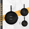 Utopia Kitchen Saute fry pan - Pre-Seasoned Cast Iron Skillet Set 3-Piece - Frying Pan 6 Inch, 8 Inch and 10 Inch Cast Iron Set (Black)