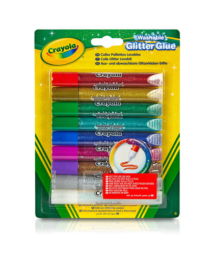 CRAYOLA Washable Glitter Glue - Assorted Colours (Pack Of 9) | Add Some Extra Sparkle To Your Arts & Crafts! | Ideal Kids Aged 3+