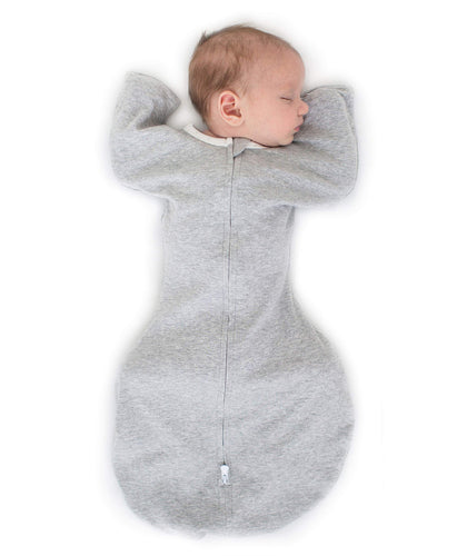SwaddleDesigns Transitional Swaddle Sack with Arms Up Half-Length Sleeves and Mitten Cuffs, Heathered Gray, Medium, 3-6 Mo, 14-21 Lbs (Transition Swaddle Blanket for Baby Boys, Baby Girls)