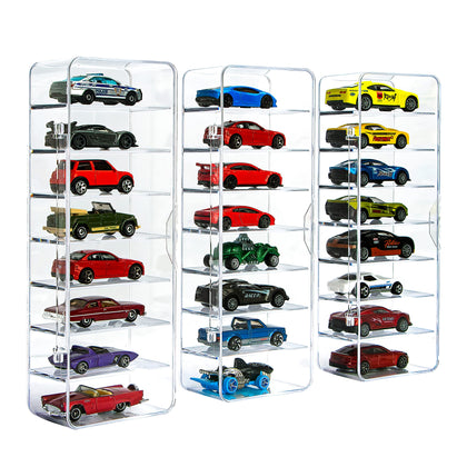 KISLANE 24 Toy Cars Display Case Compatible with Hot Wheels, Transparent Acrylic Display Case Matchbox Cars