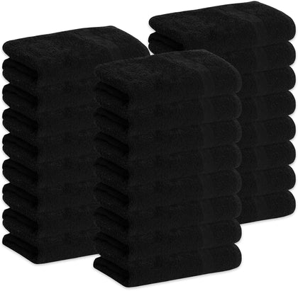 GREEN LIFESTYLE 24 Pack Black Pack Hand Towels 16 x 27 Premium Spa Quality, Super Soft and Absorbent for Gym, Pool, Spa, Salon and Home