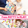 LIL ADVENTS Potty Time ADVENTures Potty Training Game - 14 Wood Block Toys, Chart, Activity Board, Stickers and Reward Badge for Toilet Training, Busy Vehicles