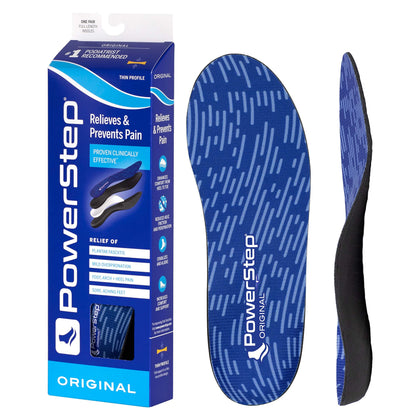 PowerStep Original Insoles - Arch Pain Relief Orthotics for Tight Shoes - Support for Plantar Fasciitis Pain Relief, Mild Pronation, Foot & Arch Pain - Insoles for Men & Women (M 6-6.5, W 8-8.5)