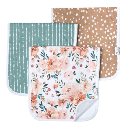 Baby Burp Cloth Small 21''x10'' Size Premium Absorbent Triple Layer 3-Pack Gift Set 'Autumn' by Copper Pearl