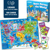 3X Set Learning Board Games for Kids 6-8 - Educational Trivia Cards Ages 8-12 by QUOKKA - | Travel United States | World Map | Explore Outer Space | - Gift for Children and Teens 4-8