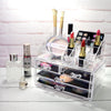 Ikee Design Clear Acrylic Makeup Organizer - Featuring 4 Drawers and Top Removable 12 Lipstick Holders,Enhance Your Vanity, Bathroom, or Dresser with Its Clear Design for Quick Visibility