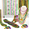 144PCS Mardi Gras Beads Throws, Mardi Gras Green Purple Gold Metallic Beads Necklaces Accessories Bulk, Mardi Gras Beads Necklace Costumes Women Men Kids for Parade Throws Party Decor Favor Supplies