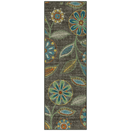Maples Rugs Reggie Floral Runner Rug Non Slip Hallway Entry Carpet [Made in USA], Multi, 2 x 6