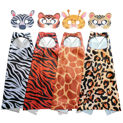 uoyoi Animal Mask and Capes for Costumes Birthday Party Gifts for Jungle Safari Theme Party Supplies,Wild One Birthday Decorations Zoo Party Favor,Kids Dress Up Set