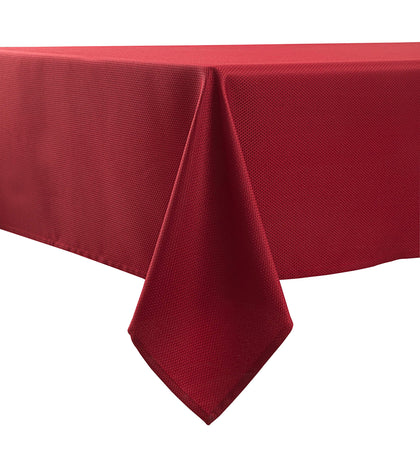 Biscaynebay Christmas Textured Fabric Tablecloths 60 X 84 Inches Rectangular, Red Water Resistant Spill Proof Tablecloths for Dining, Kitchen, Wedding and Parties, Machine Washable
