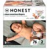 The Honest Company Clean Conscious Diapers | Plant-Based, Sustainable | Fall '23 Limited Edition Prints | Club Box, Size 2 (12-18 lbs), 76 Count