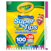 Crayola Super Tips Marker Set (120ct), Washable Markers for Kids, Scented Marker Set, Gift for Kids, Bulk Colored Markers [Amazon Exclusive]