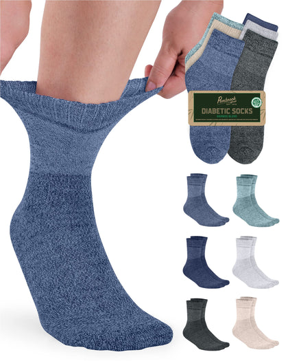 Pembrook Bamboo Diabetic Socks for Men & Women - 6 Pairs Ankle Length Womens Diabetic Socks | Bamboo Socks Womens | Diabetes Socks