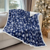 PAVILIA Premium Christmas Sherpa Throw Blanket | Blue Snowflake Decoration, Fleece, Plush, Warm, Cozy Reversible Microfiber Holiday Blanket 50 x 60 Inches
