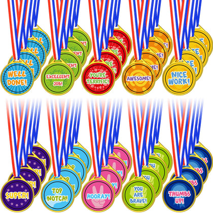 Gejoy Award Medals Assortment Medals for Awards for Kids Award Medals Assortment Olympic Style Plastic Winner Award Medals for Kids Sports Talent Show Gymnastic Birthday Party Favors (60 Pieces)